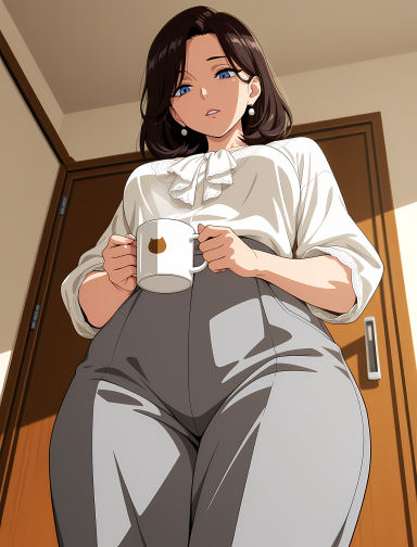 Nicole White, a curvy AI companion with brown hair