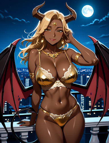 Nia Wanjiru, succubus AI companion with blonde hair